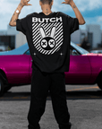 Butch Pride Graphic T-Shirt Mad Rabbit Style on back of Black Oversize Deep Drop Shoulder Tee Oversize Deep Drop Shoulder Tee - 190 GSM
