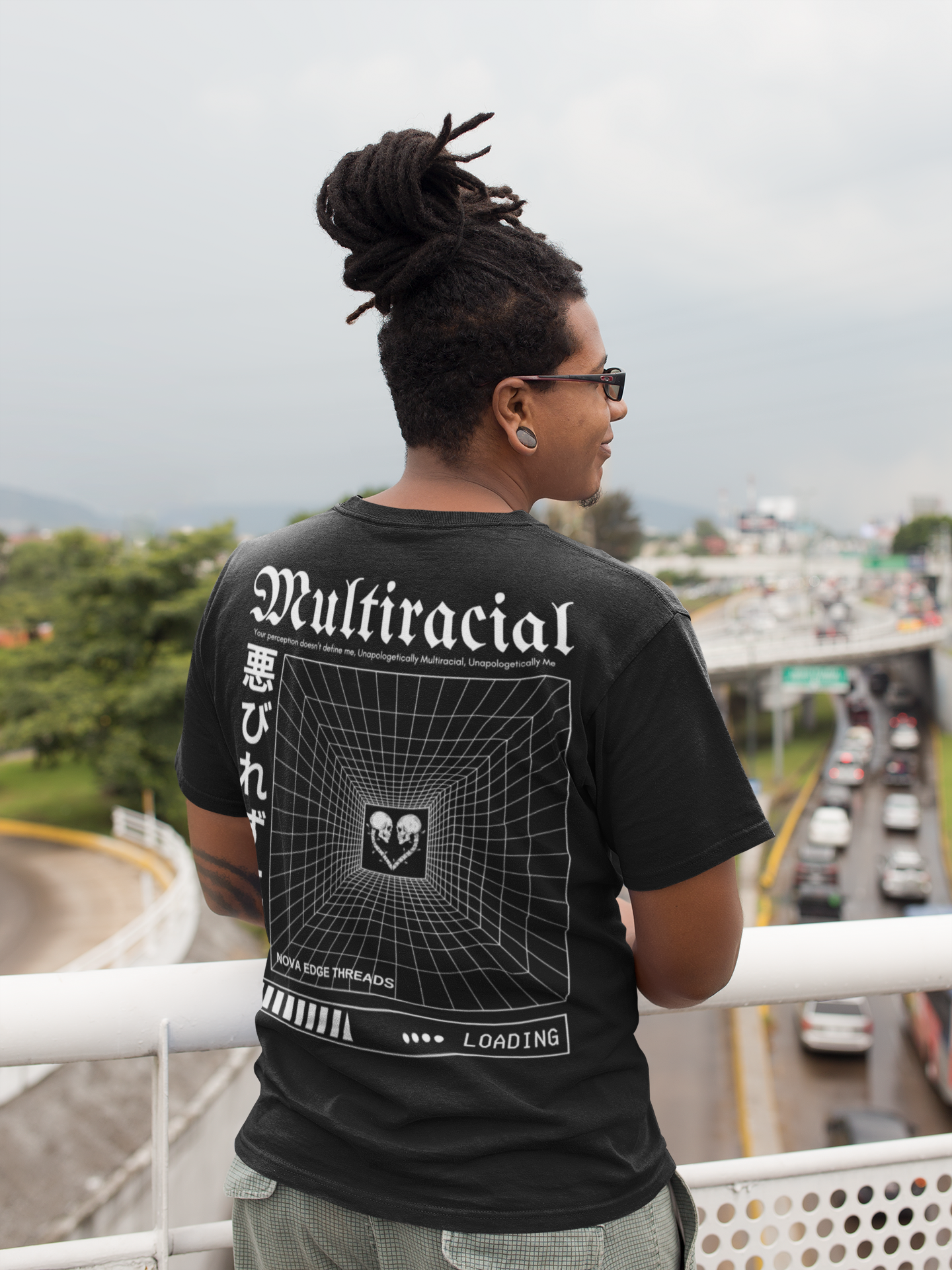 Unapologetically Multiracial Pride T-Shirt Japanese Streetwear Style Black Oversize Deep Drop Shoulder Tee Oversize Deep Drop Shoulder Tee - 190 GSM