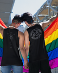 What's your sign? Queer Flirting Back Celestial Design LGBTQIA+ Pride Black Relaxed Fit Tank Top Relaxed Fit Sleeveless Tank Top