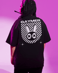 Gaymer Streetwear T-Shirt Gay Pride on back of Black Oversize Deep Drop Shoulder Tee