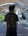 Nova Edge Threads Tarot Card Inspired Celestial Design on Black Oversize Deep Drop Shoulder Tee Oversize Deep Drop Shoulder Tee - 190 GSM