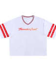 Thundercunt Fire Queer Pride White Taped Mesh Boxy T-Shirt
