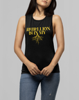Rebellion is in my roots Black and Yellow Protest Relaxed Fit Sleeveless Tank Top Relaxed Fit Sleeveless Tank Top