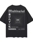 Unapologetically Multiracial Pride T-Shirt Japanese Streetwear Style Black Oversize Deep Drop Shoulder Tee Oversize Deep Drop Shoulder Tee - 190 GSM