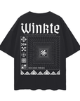 Winkte Lakota Nation Two-Spirit Pride Graphic Tee on Black Oversize Deep Drop Shoulder Tee - 190 GSM Oversize Deep Drop Shoulder Tee - 190 GSM