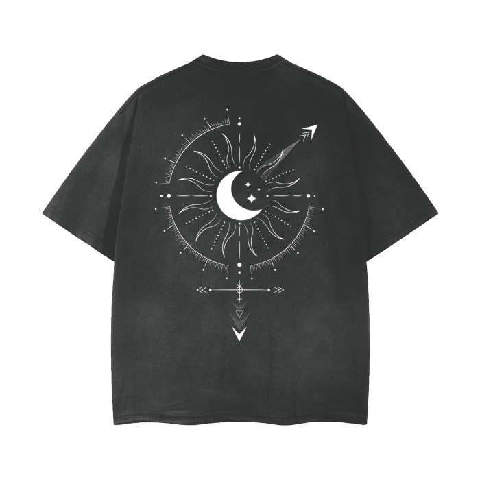 Bi Gender or Intersex Gender Symbol Design on Black Gray Vintage Wash Frayed T-Shirt Vintage Wash Frayed T-Shirt