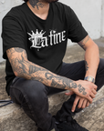 Latine Graphic T-Shirt Intersectional Pride on Black Oversize Deep Drop Shoulder Tee Oversize Deep Drop Shoulder Tee - 190 GSM