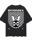 Intersex Pride Graphic T-Shirt Streetwear Style on back of Black Oversize Deep Drop Shoulder Tee Oversize Deep Drop Shoulder Tee - 190 GSM