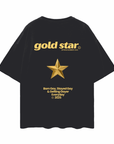 Gold Star T Shirt Born Gay, Stayed Gay Pride T-Shirt Black Oversize Deep Drop Shoulder Tee Oversize Deep Drop Shoulder Tee - 190 GSM