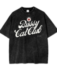 Bussy Cat Club T-Shirt Cute Trans Pride Gay Pride Shirt on Black Acid Wash Oversize T-Shirt Acid Wash Oversize T-Shirt