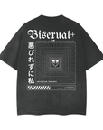 Unapologetically Bisexual, Bi+ Bi-Pride Graphic Tee on Soft Black Vintage Wash Frayed T-Shirt Vintage Wash Frayed T-Shirt