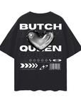 Butch Queen Graphic Tee Chrome Heart Black Pride Oversize Deep Drop Shoulder Tee Oversize Deep Drop Shoulder Tee - 190 GSM