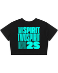 Two Spirit Pride Tee Turquoise Word Black Art on Black Baby Tee Seamless T-Shirt Baby Tee Seamless Tee