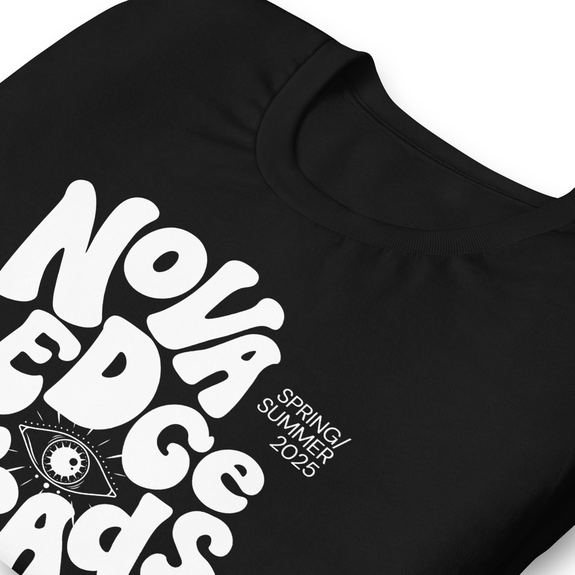 Nova Edge Threads Nostalgic Typo Graphic Tee on front of Black Relaxed Fit T-Shirt Relaxed Fit T-Shirt