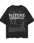Nature is Bisexual Pride T-Shirt on Black Oversize Deep Drop Shoulder Tee Oversize Deep Drop Shoulder Tee - 190 GSM