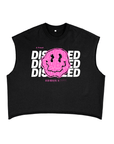 Disabled and Proud Pink Smiley Disability Pride Black French Terry Boxy Tank Top French Terry Boxy Tank Top