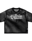 I'm That Villain Mesh Pride Tee on front of Black See-through Boxy Net T-Shirt See-through Boxy Net T-Shirt