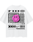 Camiseta de orgullo pansexual estilo streetwear en la parte delantera de una camiseta blanca de gran tamaño con hombros caídos - 190 GSM