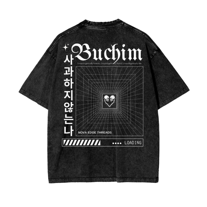 Unapologetically Buchim Korean Butch Lesbian Pride Black Acid Wash Oversize T-Shirt Acid Wash Oversize T-Shirt