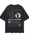Joker Streetwear T-Shirt Wild Card Outsider Series Black Oversize Tee Oversize Deep Drop Shoulder Tee - 190 GSM