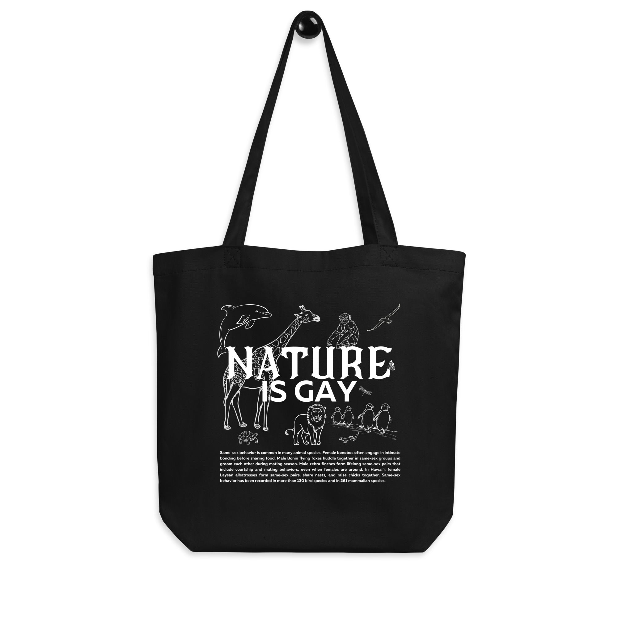 Nature is Gay Environmentally Conscious and Gay Pride Black Tote Bag Eco Tote