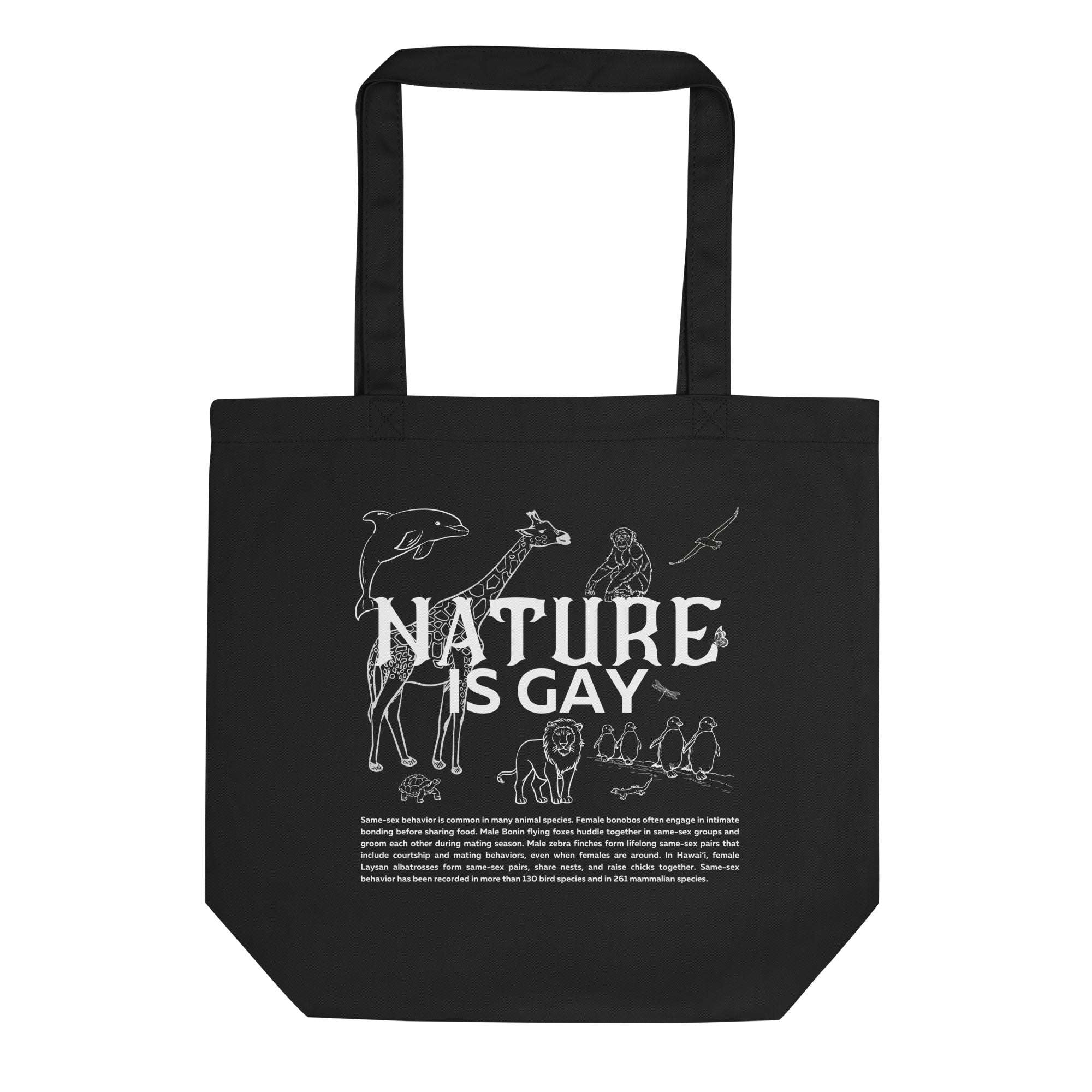 Nature is Gay Environmentally Conscious and Gay Pride Black Tote Bag Eco Tote