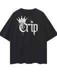 Crip Spray Paint Graphic Tee Disability Pride on Black Oversize Deep Drop Shoulder Tee - 190 GSM