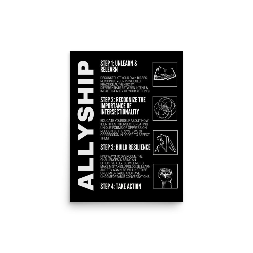 Steps to being an Ally Poster Enhanced Matte Paper Allyship Poster Matte Paper Poster