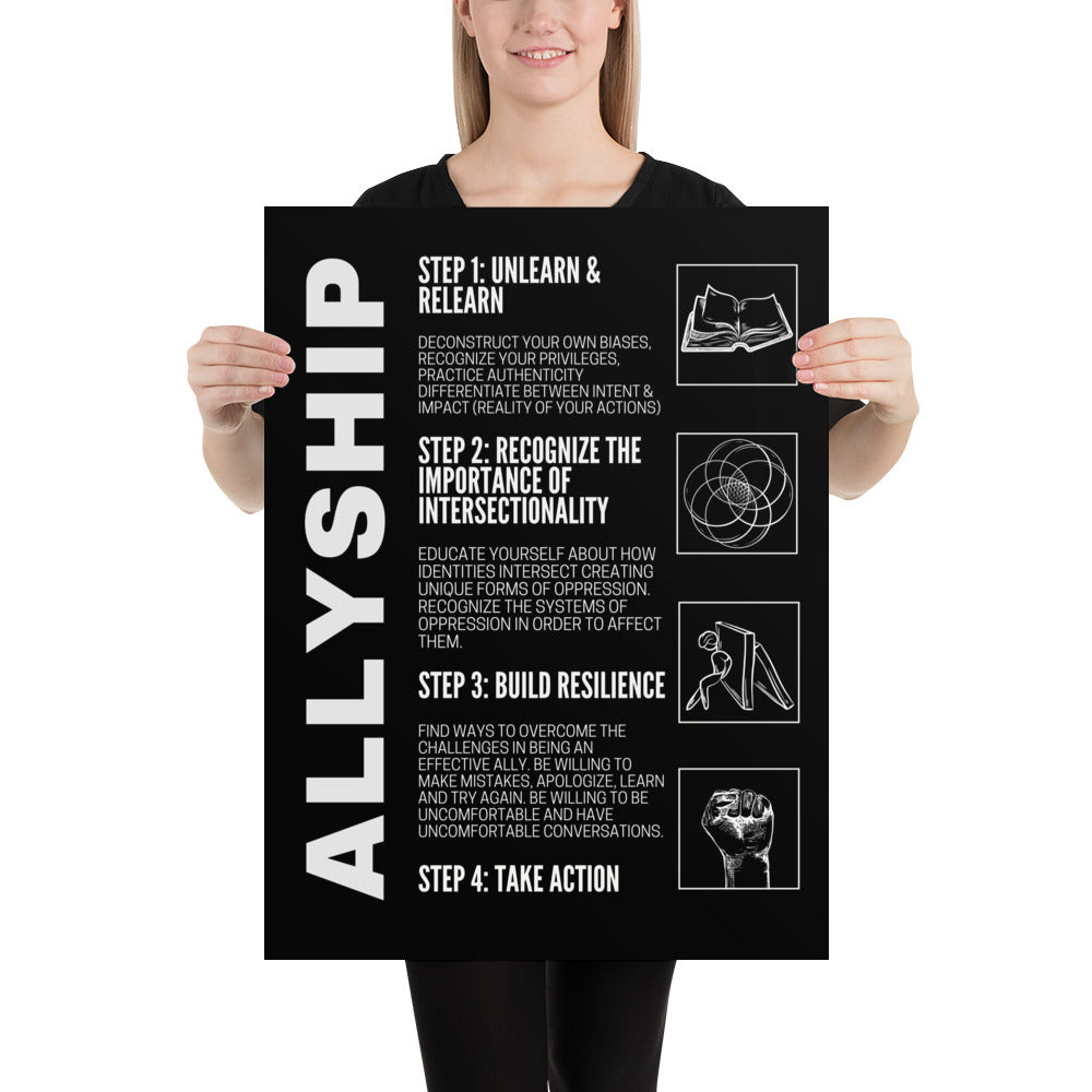 Steps to being an Ally Poster Enhanced Matte Paper Allyship Poster Matte Paper Poster