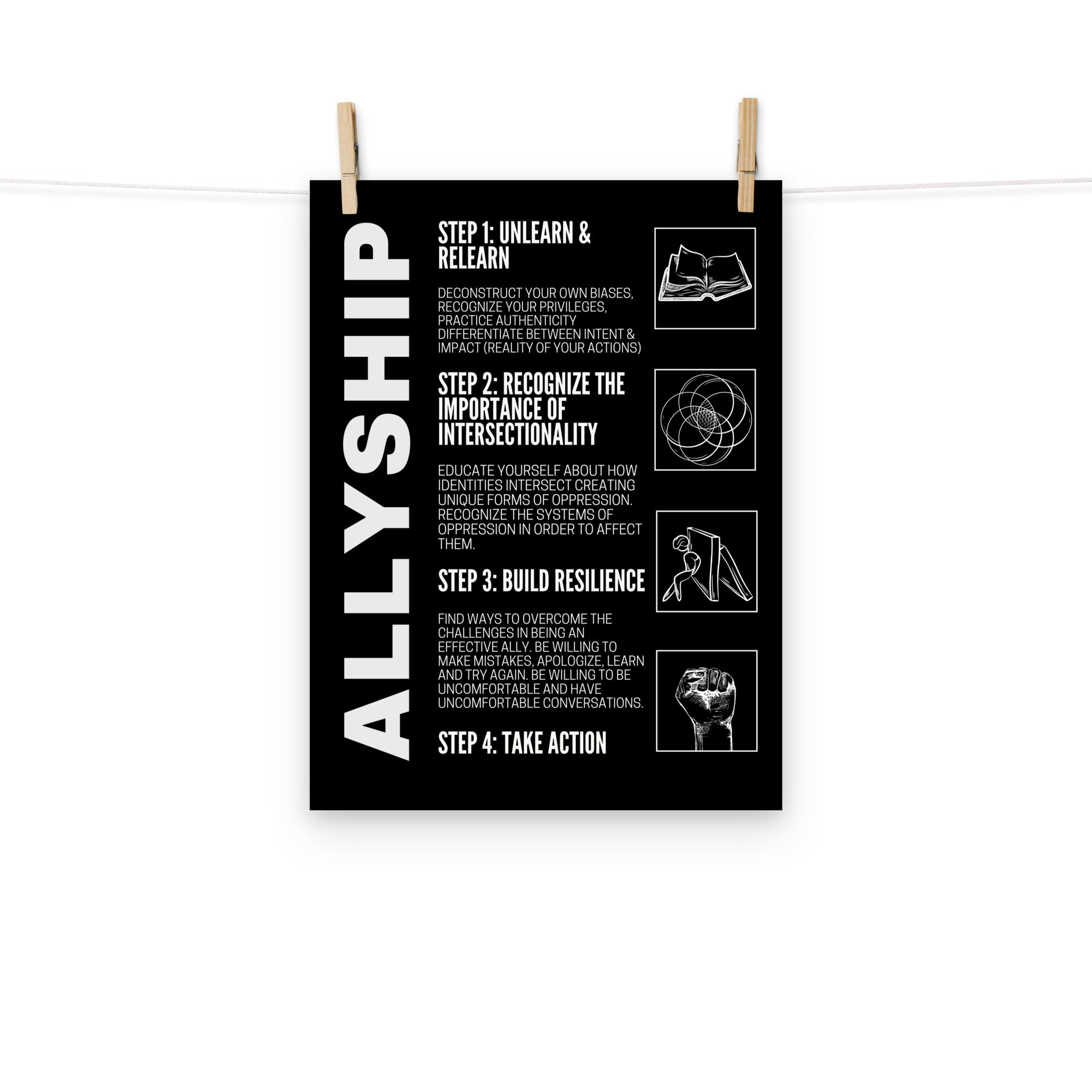 Steps to being an Ally Poster Enhanced Matte Paper Allyship Poster Matte Paper Poster