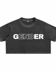 End Gender Graphic Tee Cute Snow Washed Crop Top Snow Washed Crop Top