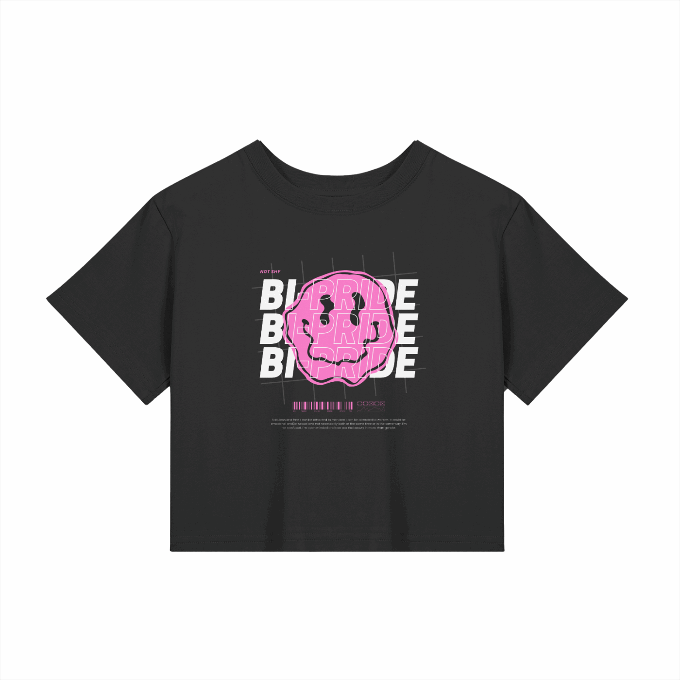 Bi Pride T-Shirt Black Pink Crop Top Pride Baby Tee Seamless T-Shirt Baby Tee Seamless Tee