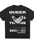 Queer & Trans Pride Chrome Heart Design on Black Sorona Quick-Dry Cooling T-shirt Quick Dry Cooling T-Shirt