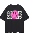 Disability Pride Graphic Tee Pink Smiley Disabled & Proud Oversize Deep Drop Shoulder Tee Oversize Deep Drop Shoulder Tee - 190 GSM