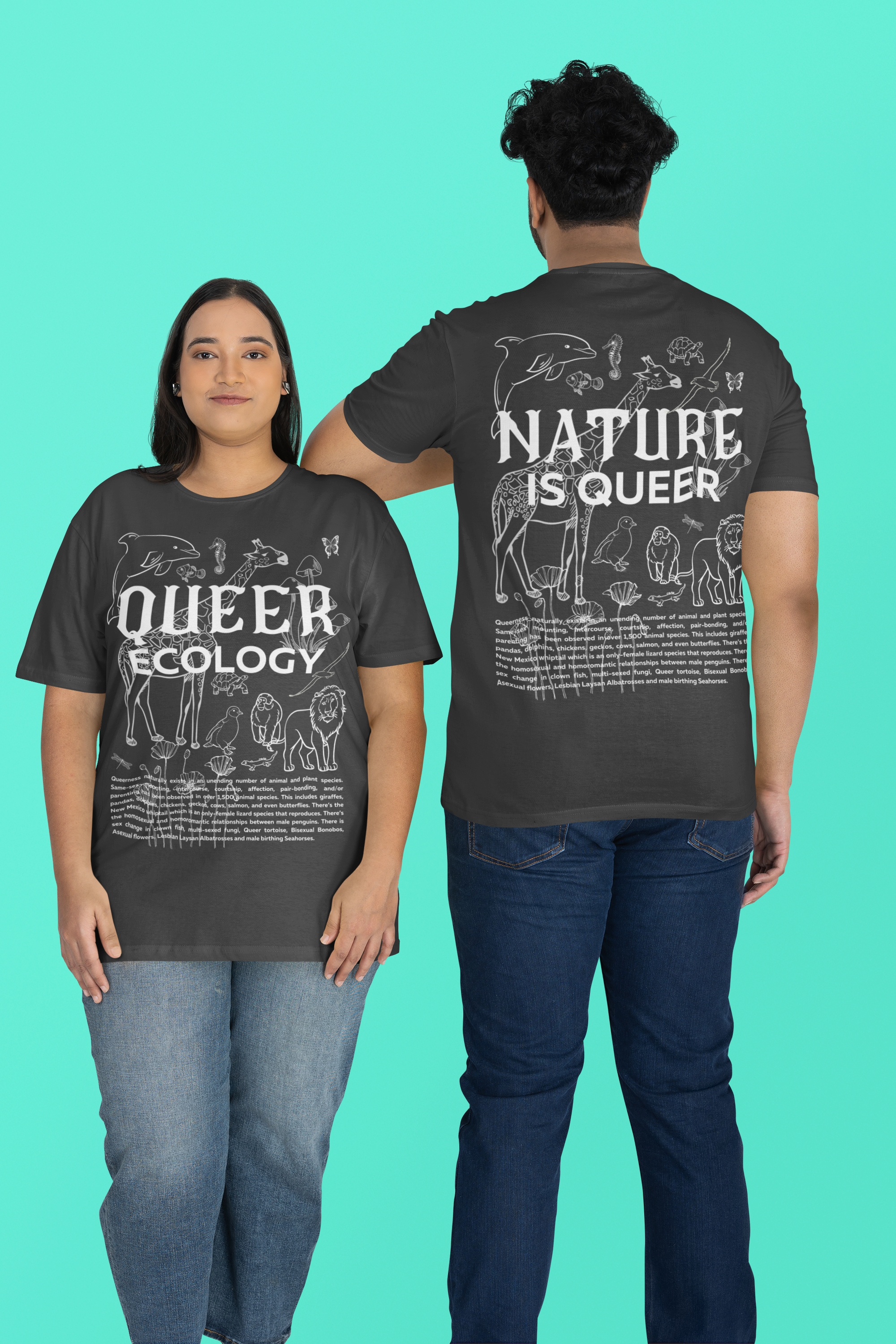 Nature is Queer Pride Shirt Sketch Design Vintage Wash Frayed T-Shirt Vintage Wash Frayed T-Shirt