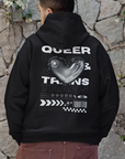 Queer & Trans Pride Sweatshirt Chrome Heart Black Eco raglan hoodie Eco Raglan Hoodie