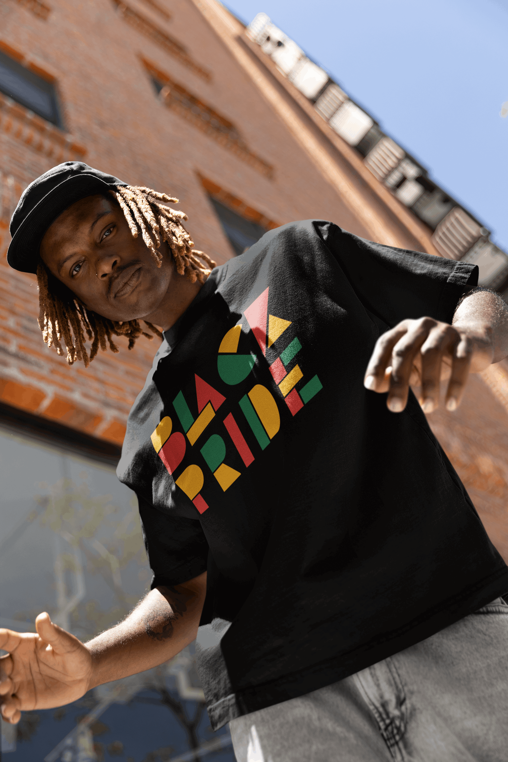 Black Pride Graphic T-Shirt Streetwear Color on Black Oversize Drop Shoulder Tee Oversize Deep Drop Shoulder Tee - 190 GSM
