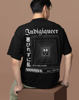 Unapologetically Indigiqueer Japanese Streetwear Style on back of Black Oversize Deep Drop Shoulder Tee Oversize Deep Drop Shoulder Tee - 190 GSM
