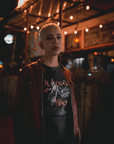 Dykes on Bikes Graphic T-Shirt Vintage Style on front of Black Oversize Deep Drop Shoulder Tee Oversize Deep Drop Shoulder Tee - 190 GSM