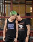 Fabulous & Free Unicorn Graphic Tee Streetwear LGBTQIA+ Pride on back of Black Oversize Deep Drop Shoulder Tee