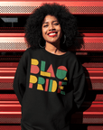 BlaQ Pride Geometric Design Iconic African Culture Colors on Black Organic Cotton Raglan Sweatshirt Organic Raglan Sweatshirt