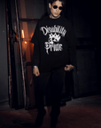 Disability Pride Punk Design Skull with Crown on front of Oversize Deep Drop Shoulder Tee Oversize Deep Drop Shoulder Tee - 190 GSM