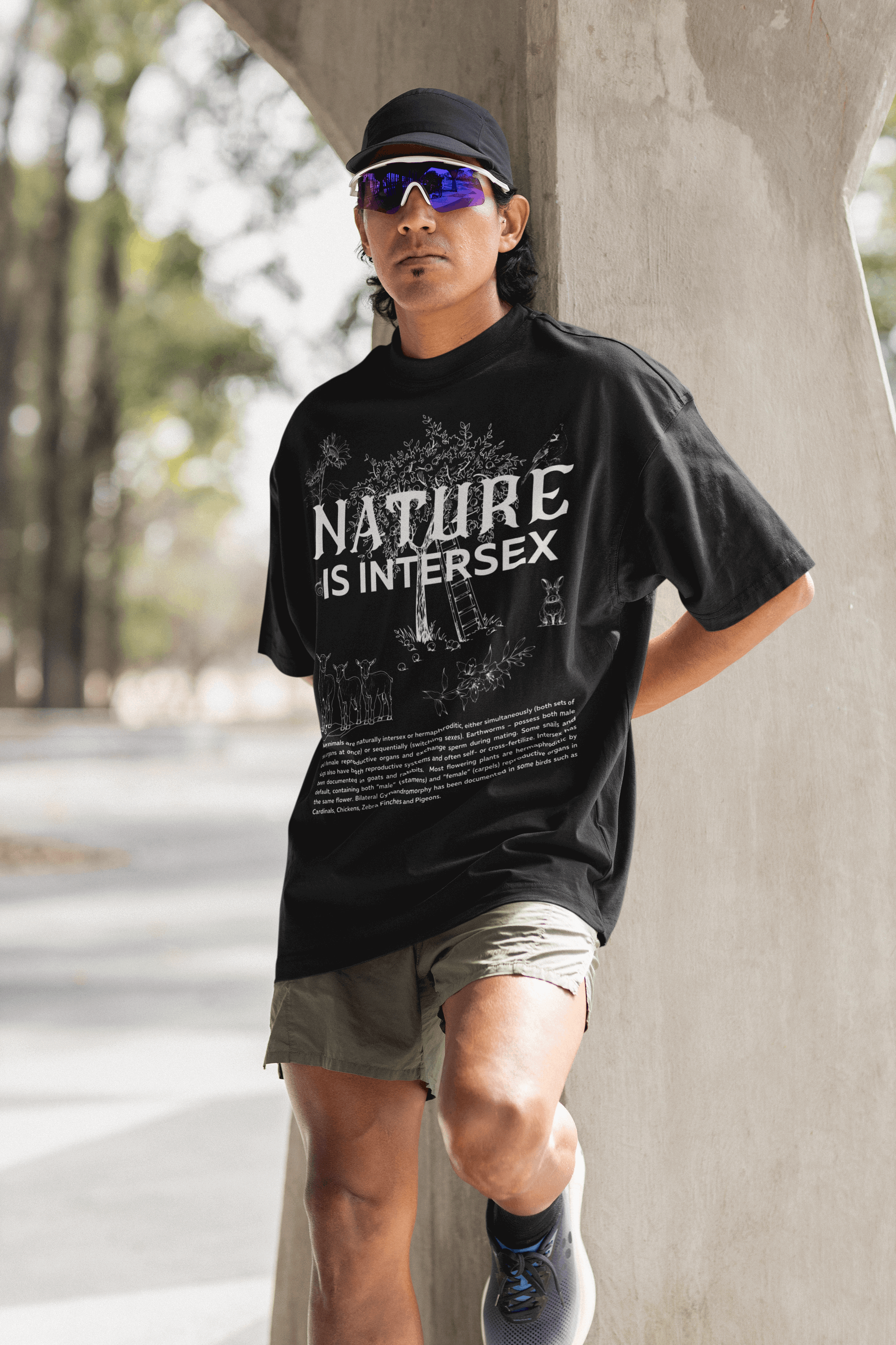 Nature is Intersex Pride Shirt Oversize Deep Drop Shoulder Tee Oversize Deep Drop Shoulder Tee - 190 GSM