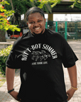 Hot T-Boy Summer Trans Pride on front of Black Oversize Deep Drop Shoulder Tee Oversize Deep Drop Shoulder Tee - 190 GSM