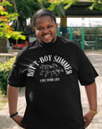 Hot T-Boy Summer Trans Pride on front of Black Oversize Deep Drop Shoulder Tee Oversize Deep Drop Shoulder Tee - 190 GSM