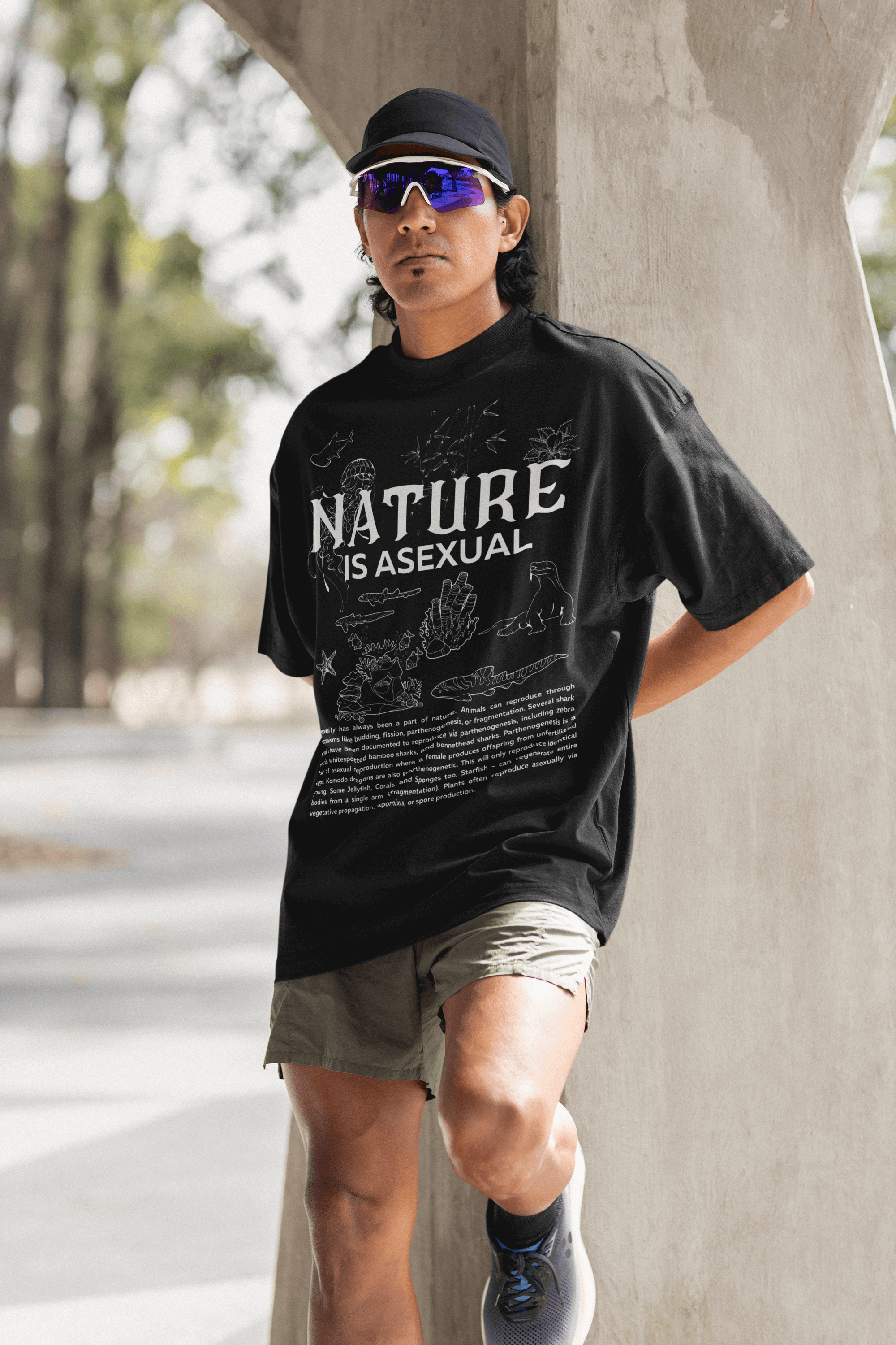 Nature is Asexual Pride Nature is LGBTQIA+ Series Oversize Deep Drop Shoulder Tee Oversize Deep Drop Shoulder Tee - 190 GSM