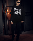 Trans King Graphic Tee with Crown and Spray Paint Drips on Black Oversize Deep Drop Shoulder Tee Oversize Deep Drop Shoulder Tee - 190 GSM