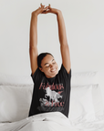 Fabulous & Free Unicorn Graphic Tee Streetwear LGBTQIA+ Pride on back of Black Oversize Deep Drop Shoulder Tee Oversize Deep Drop Shoulder Tee - 190 GSM