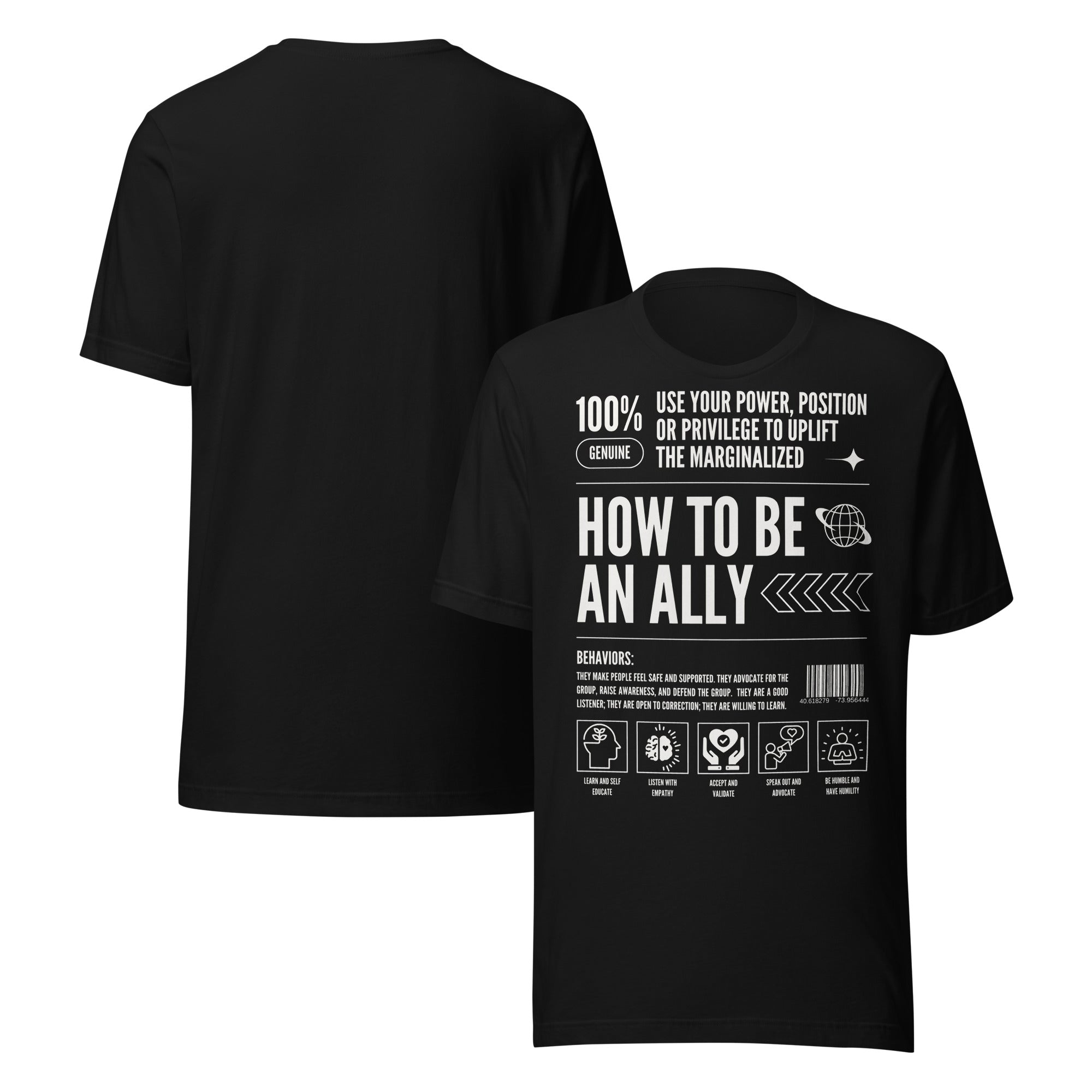 How to be an Ally Graphic Tee Pride Shirts for Allies Black Relaxed Fit T-Shirt Relaxed Fit T-Shirt