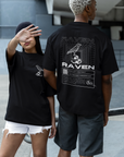 Raven Streetwear T-Shirt Black Crow Adjacent Outsider Oversize Tee Oversize Deep Drop Shoulder Tee - 190 GSM
